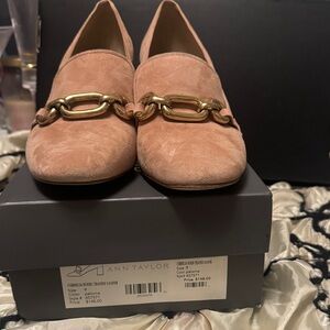 Ann Taylor Suede Chain Heels - Paloma/ Pink only worn once